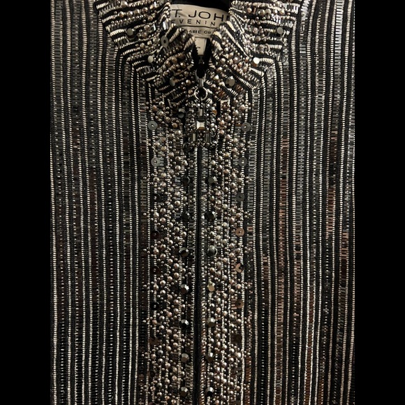 GORGEOUS St. John Evening Black & Silver Embellished Knit Jacket. - Picture 2 of 7